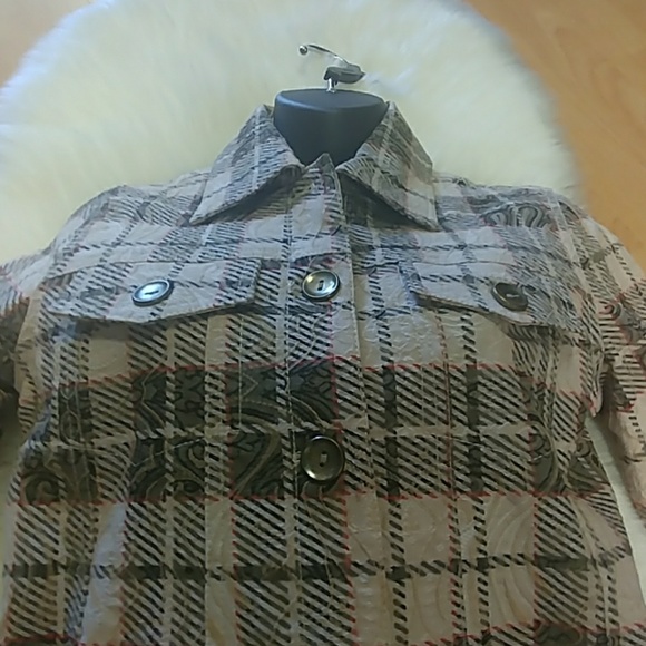 Analogy Petite Khaki Plaid Jacket - Picture 7 of 8
